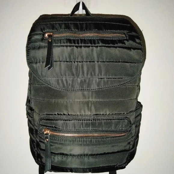 Black & Rose Gold Accent (Designer Inspired) Puffer Travel/Work/School Backpack - Picture 14 of 16